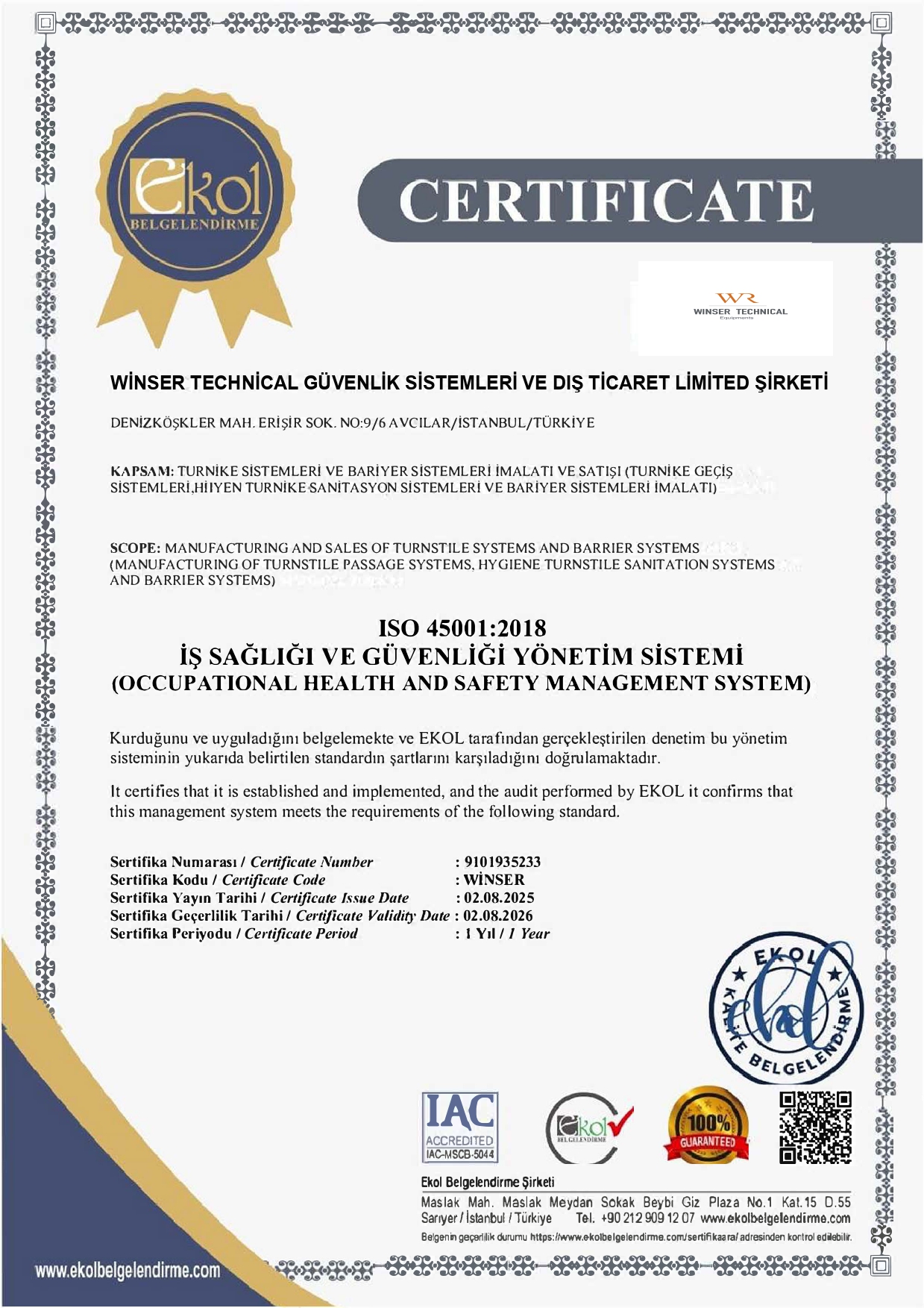 ISO 45001:2018 Occupational Health and Safety Management System